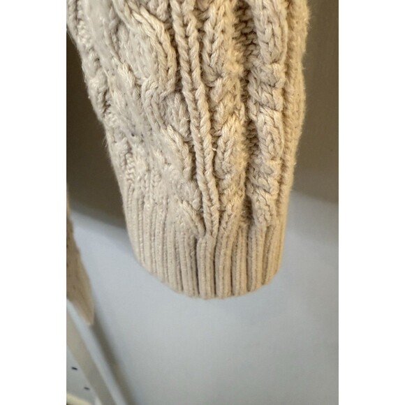 Vintage Jeanne Pierre Women’s L Beige Cable Knit Cotton Sweater Tunic Pockets - Picture 8 of 9